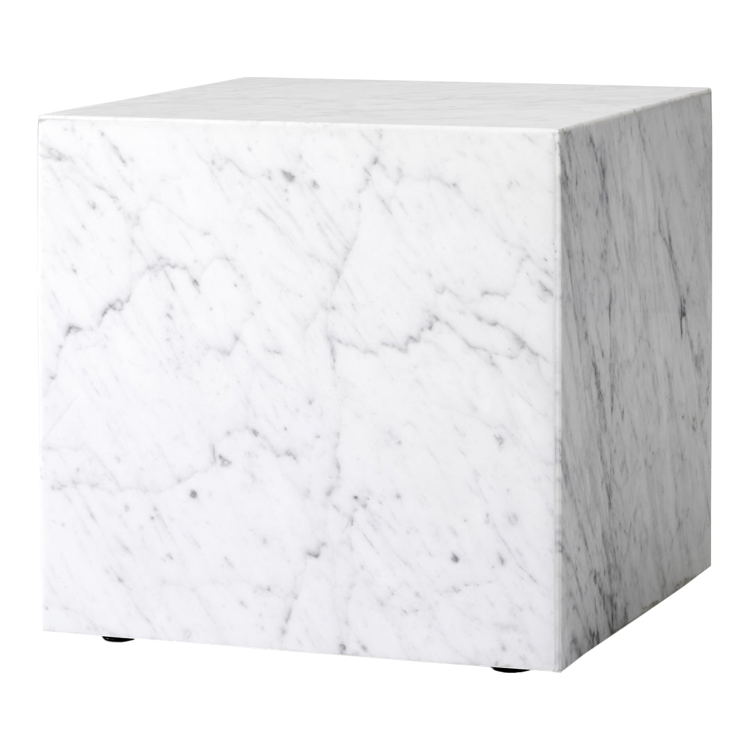 Table d'appoint minimaliste en marbre naturel avec piédestal cubique pour chambre ou salon