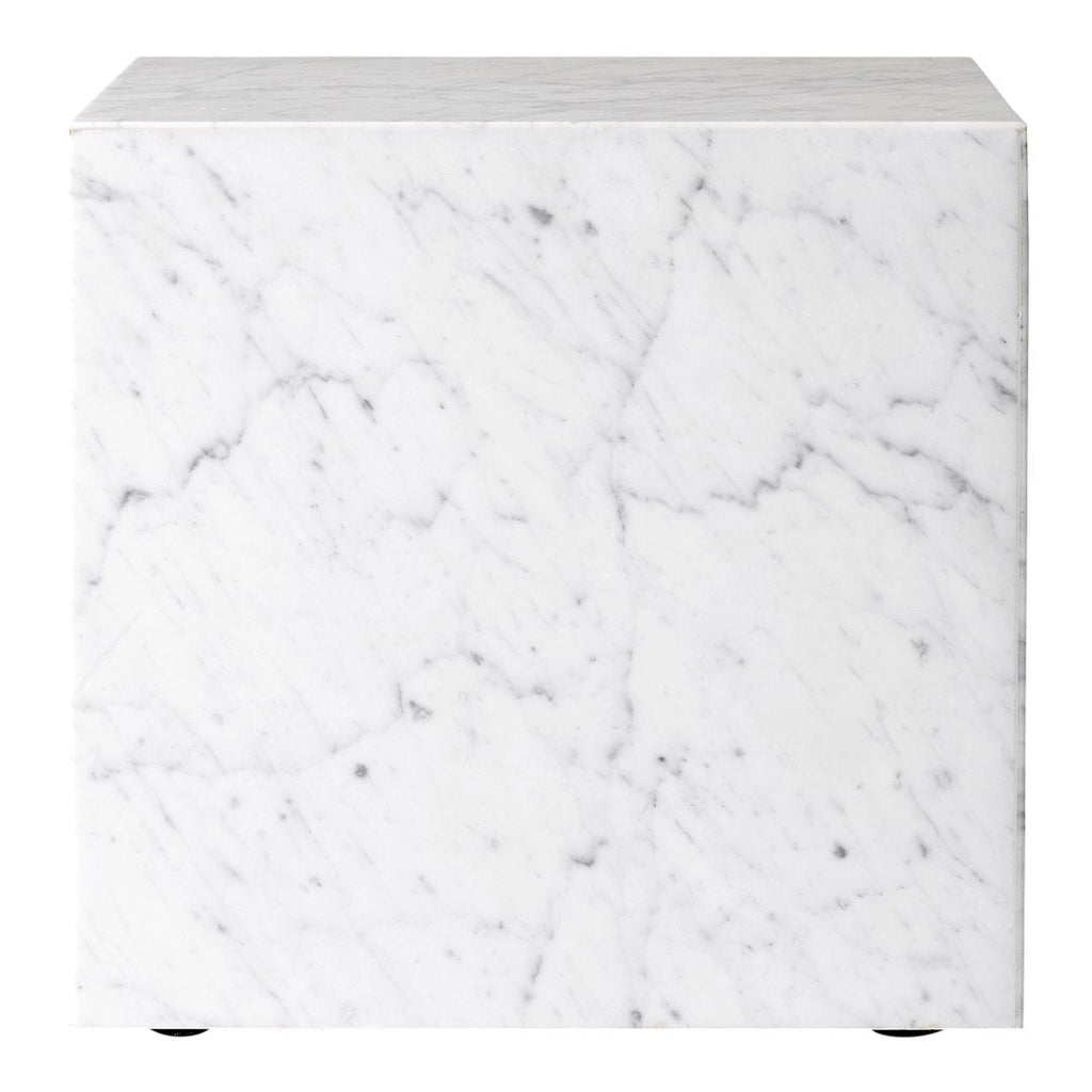 Table d'appoint minimaliste en marbre naturel avec piédestal cubique pour chambre ou salon