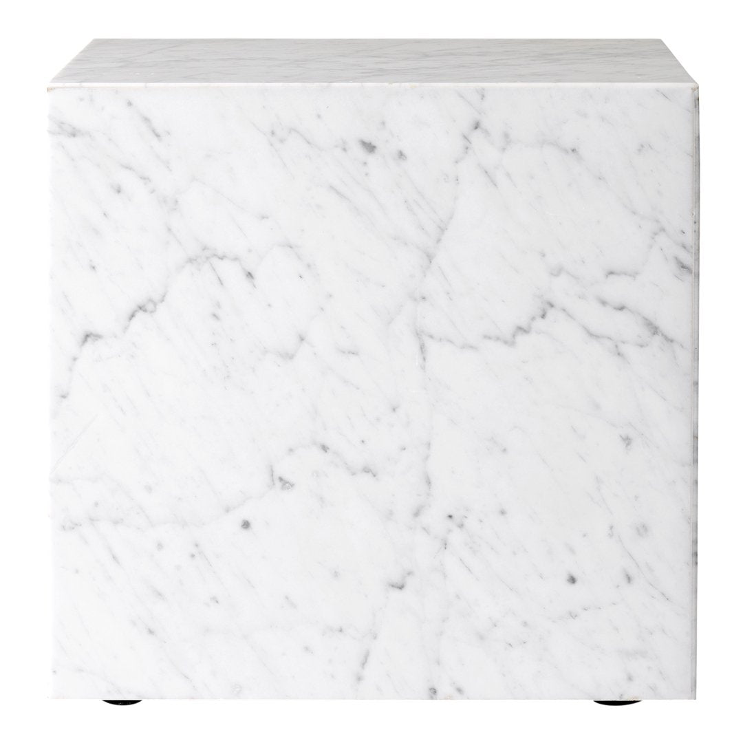 Table d'appoint minimaliste en marbre naturel avec piédestal cubique pour chambre ou salon