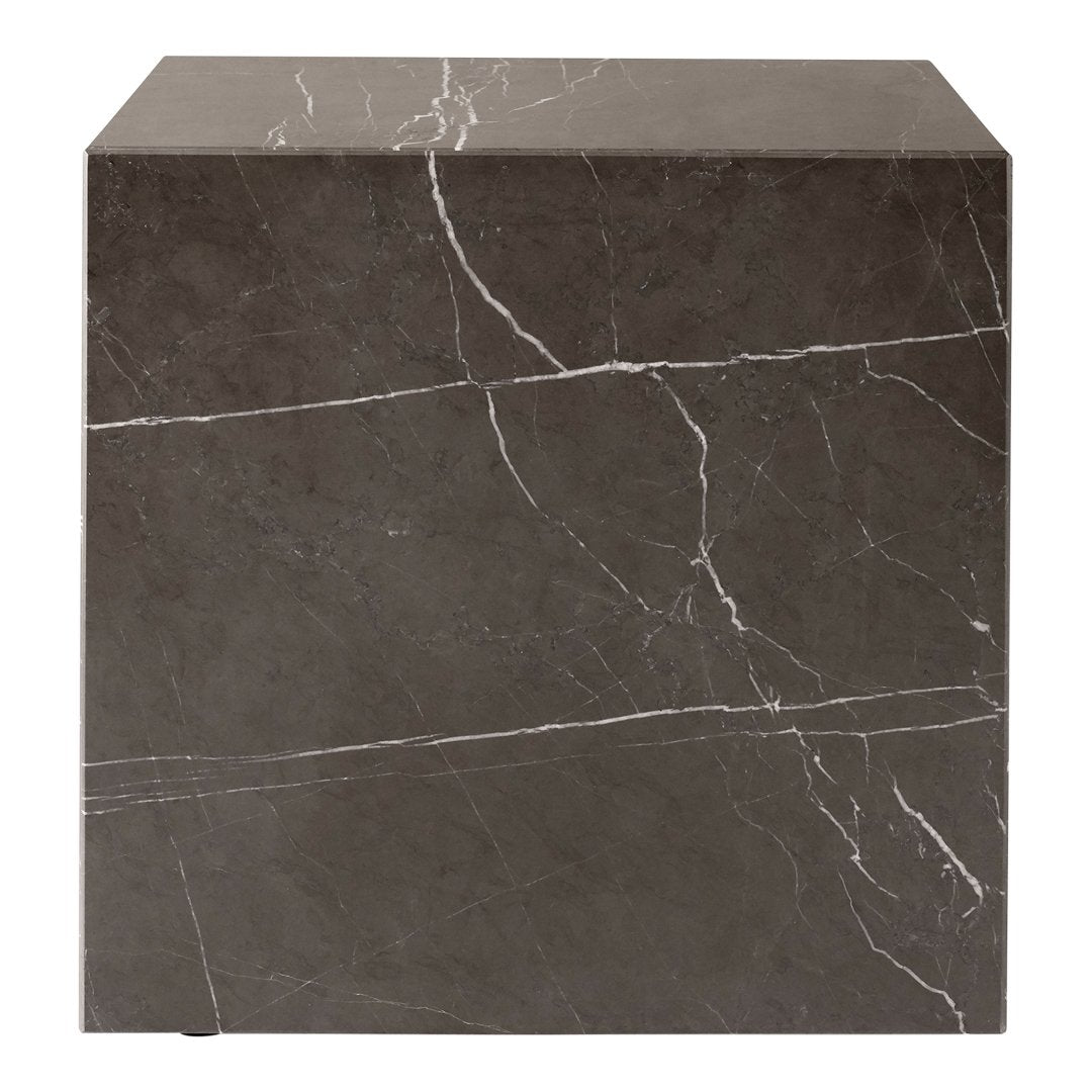 Table d'appoint minimaliste en marbre naturel avec piédestal cubique pour chambre ou salon