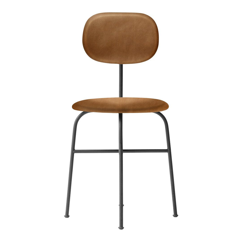 Chaise de salle à manger Bauhaus minimaliste entièrement tapissée avec structure en acier aux lignes épurées
