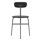 Chaise d'appoint minimaliste Bauhaus en acier et bois avec assise arrondie et dossier flexible pour salle à manger