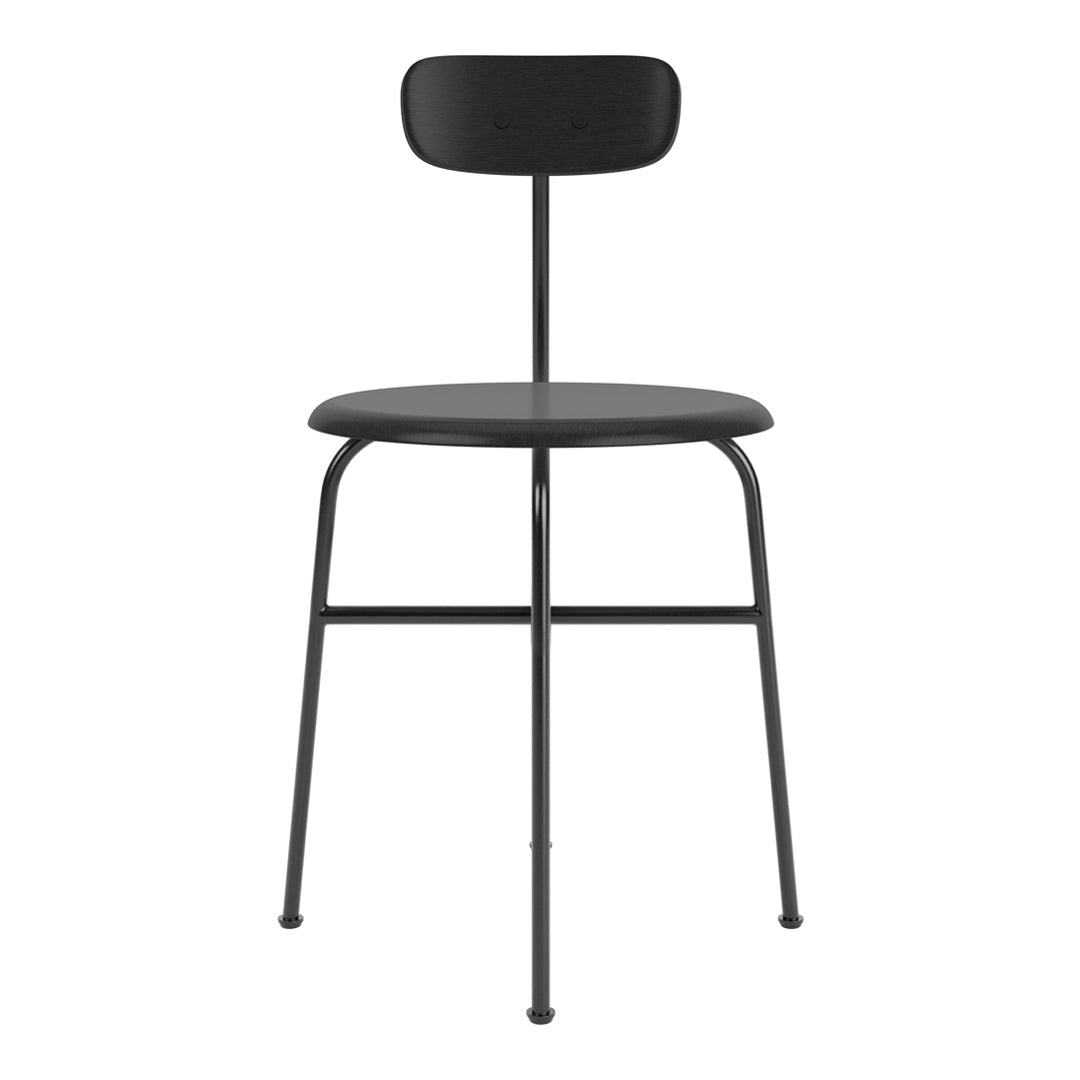 Chaise d'appoint minimaliste Bauhaus en acier et bois avec assise arrondie et dossier flexible pour salle à manger
