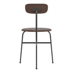 Chaise d'appoint minimaliste Bauhaus en acier et bois avec assise arrondie et dossier flexible pour salle à manger