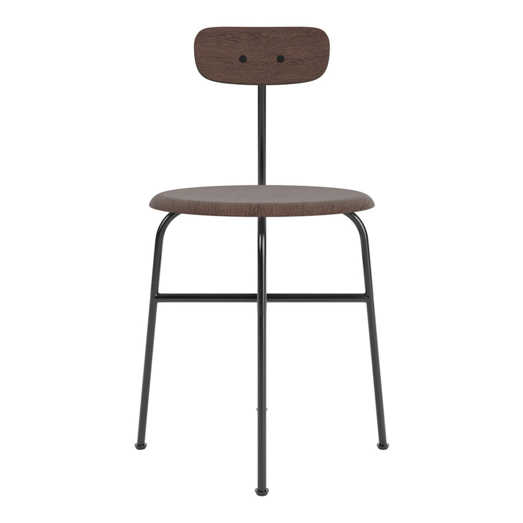 Chaise d'appoint minimaliste Bauhaus en acier et bois avec assise arrondie et dossier flexible pour salle à manger