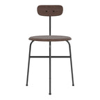 Chaise d'appoint minimaliste Bauhaus en acier et bois avec assise arrondie et dossier flexible pour salle à manger