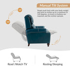 Fauteuil inclinable en cuir véritable Mid-Century Modern avec garniture cloutée