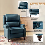 Fauteuil inclinable en cuir véritable Mid-Century Modern avec garniture cloutée