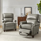 Fauteuil inclinable en cuir véritable Mid-Century Modern avec garniture cloutée