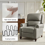 Fauteuil inclinable en cuir véritable Mid-Century Modern avec garniture cloutée