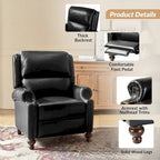 Fauteuil inclinable en cuir véritable Mid-Century Modern avec garniture cloutée