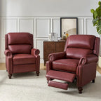 Fauteuil inclinable en cuir véritable Mid-Century Modern avec garniture cloutée