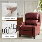 Fauteuil inclinable en cuir véritable Mid-Century Modern avec garniture cloutée