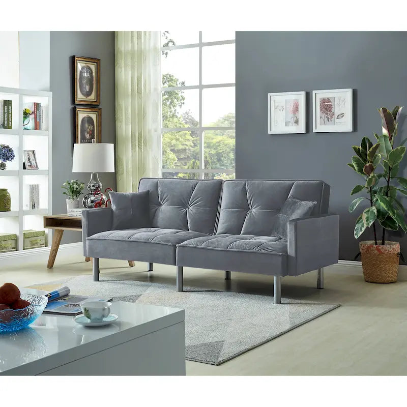 75.6 Joli canapé-lit convertible en velours Futon Causeuses