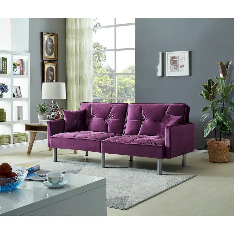 75.6 Joli canapé-lit convertible en velours Futon Causeuses