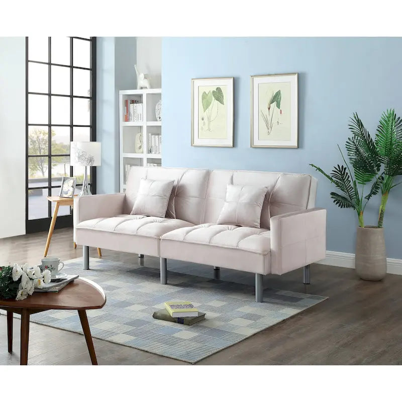 75.6 Joli canapé-lit convertible en velours Futon Causeuses