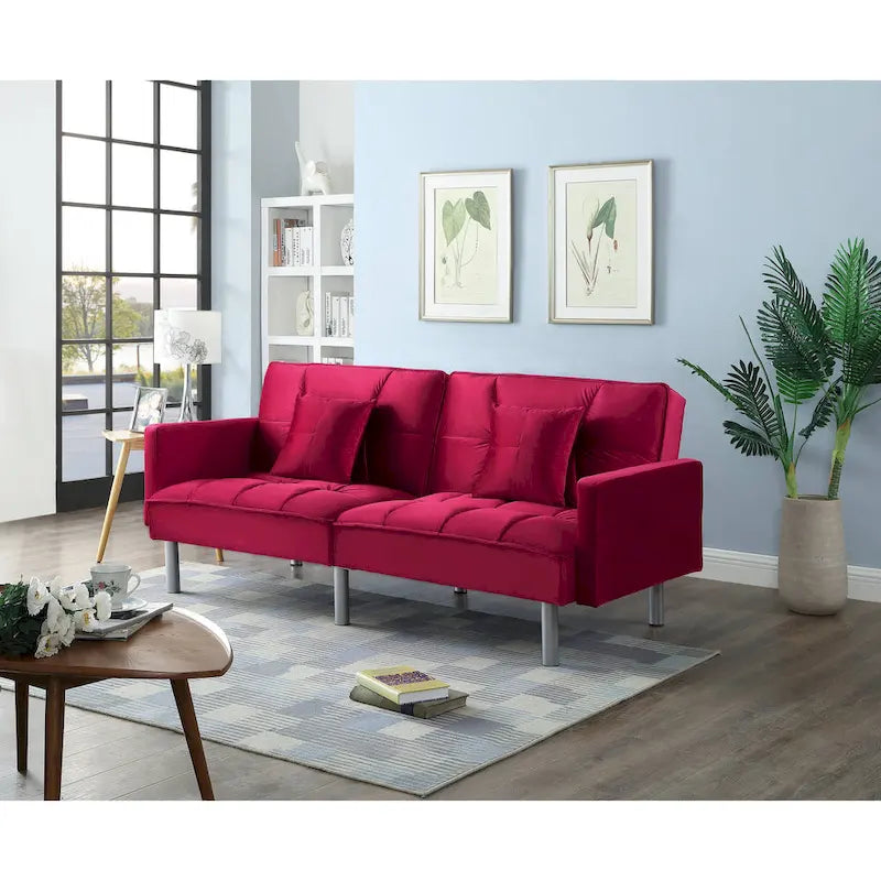 75.6 Joli canapé-lit convertible en velours Futon Causeuses