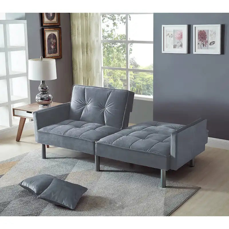 75.6 Joli canapé-lit convertible en velours Futon Causeuses