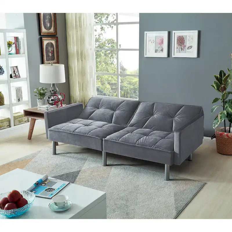 75.6 Joli canapé-lit convertible en velours Futon Causeuses