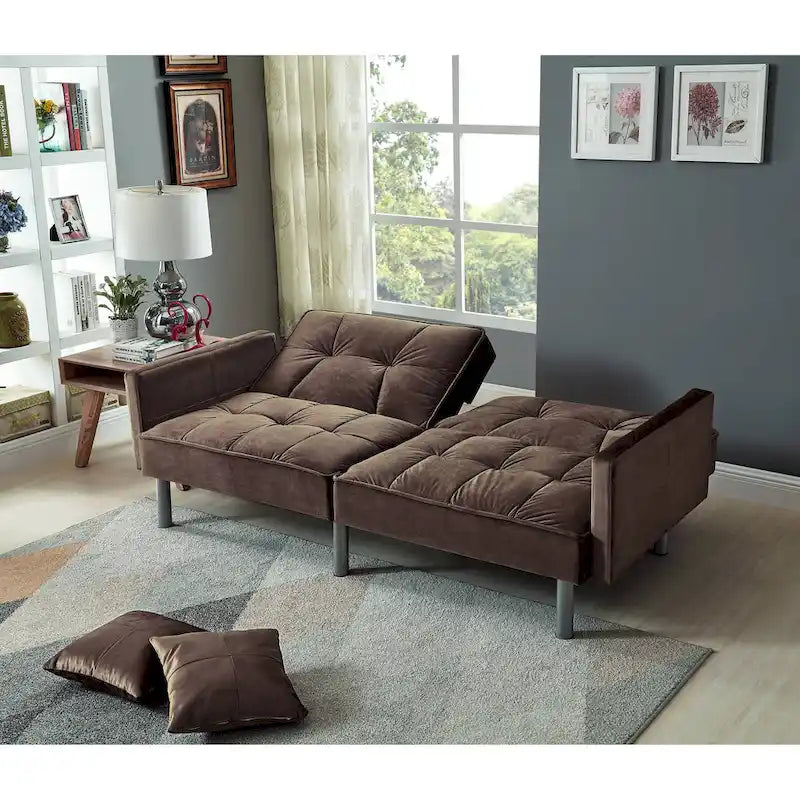 75.6 Joli canapé-lit convertible en velours Futon Causeuses