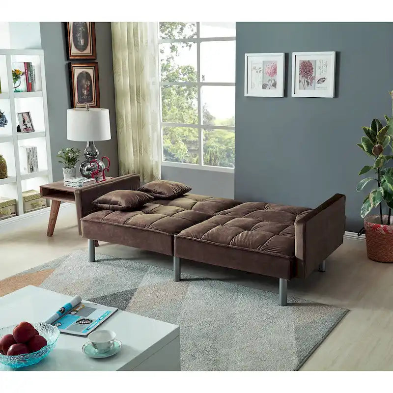 75.6 Joli canapé-lit convertible en velours Futon Causeuses