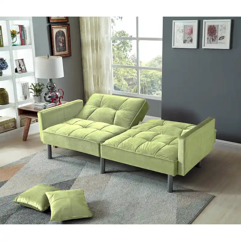 75.6 Joli canapé-lit convertible en velours Futon Causeuses
