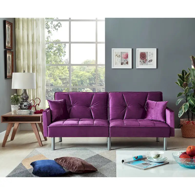 75.6 Joli canapé-lit convertible en velours Futon Causeuses