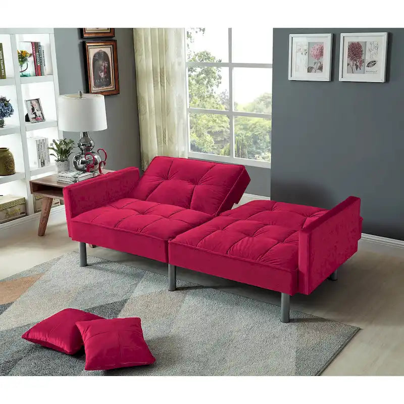75.6 Joli canapé-lit convertible en velours Futon Causeuses