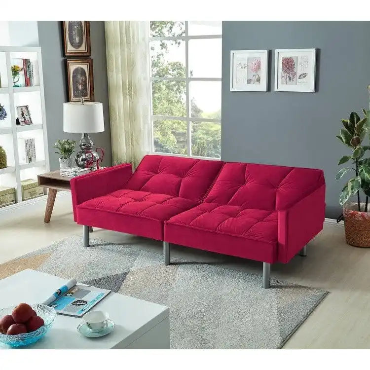 75.6 Joli canapé-lit convertible en velours Futon Causeuses