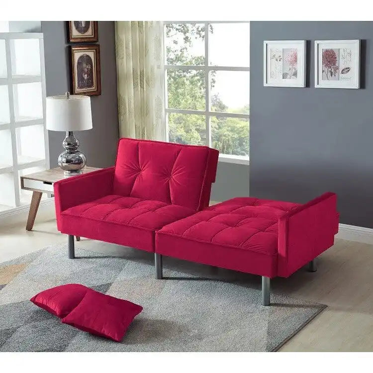 75.6 Joli canapé-lit convertible en velours Futon Causeuses