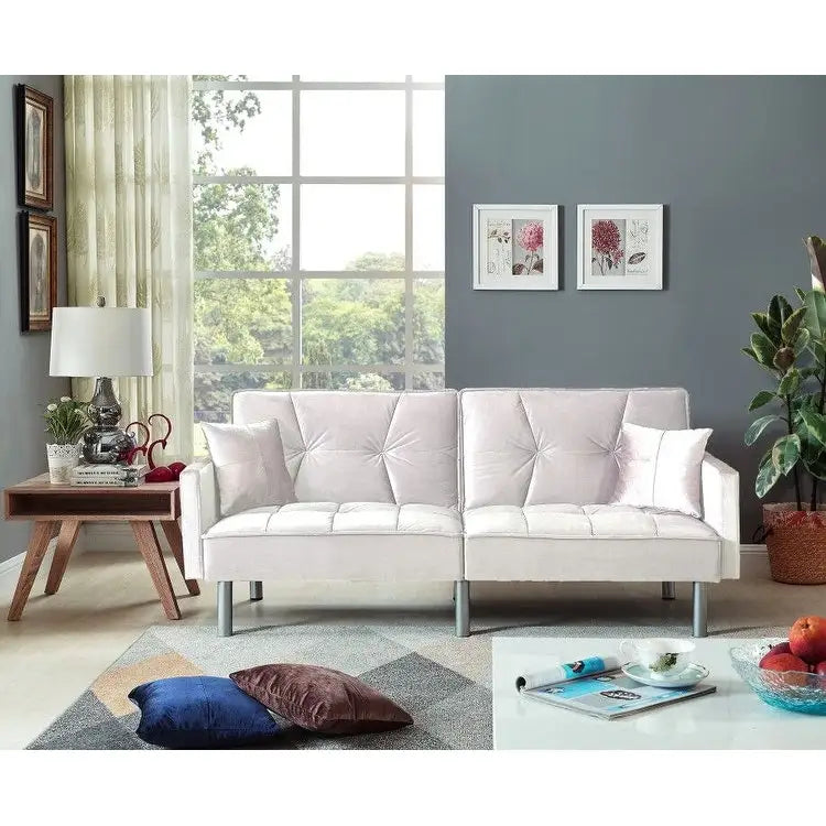 75.6 Joli canapé-lit convertible en velours Futon Causeuses