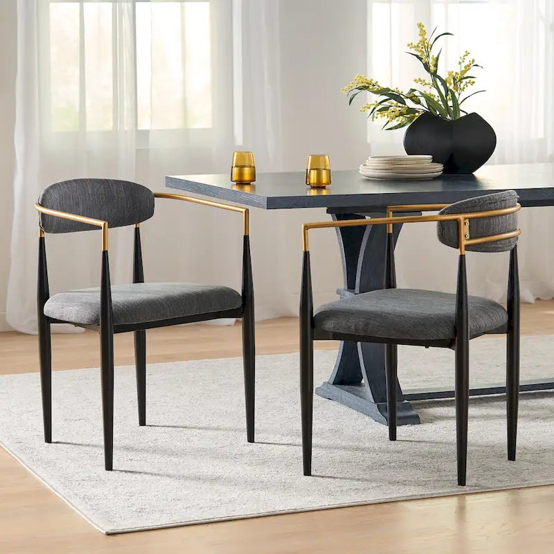 Chaises de salle à manger Elmore rembourrées au design industriel moderne avec structure en fer