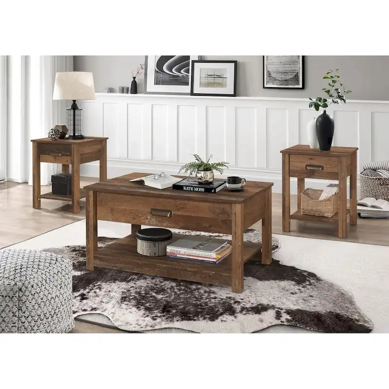 Table basse avec tiroir et étagère ouverte