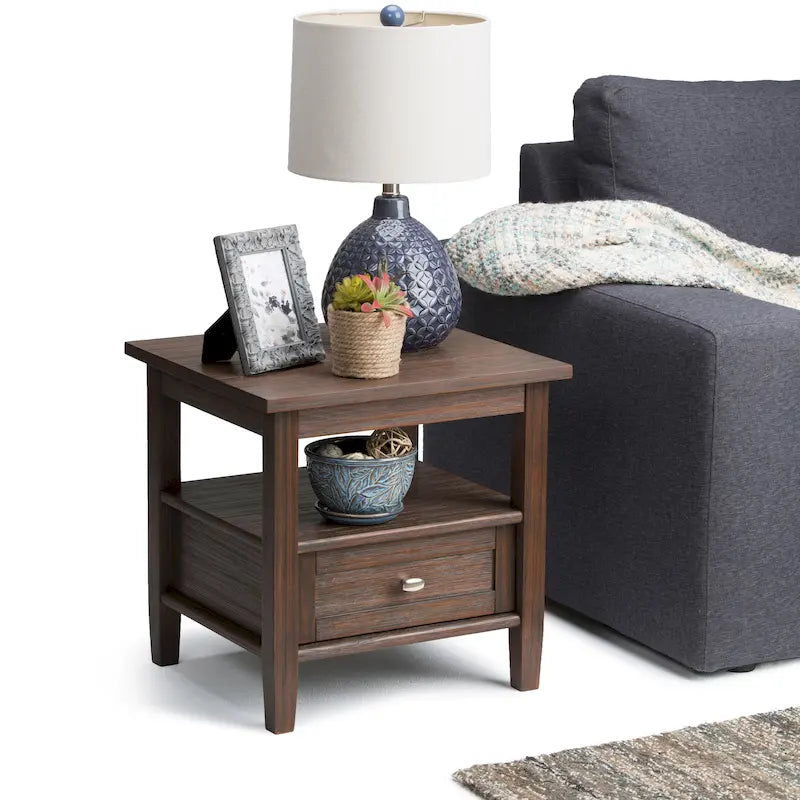 Table d'appoint rectangulaire de transition Norfolk en BOIS MASSIF de 20 po de largeur - 20 po de largeur