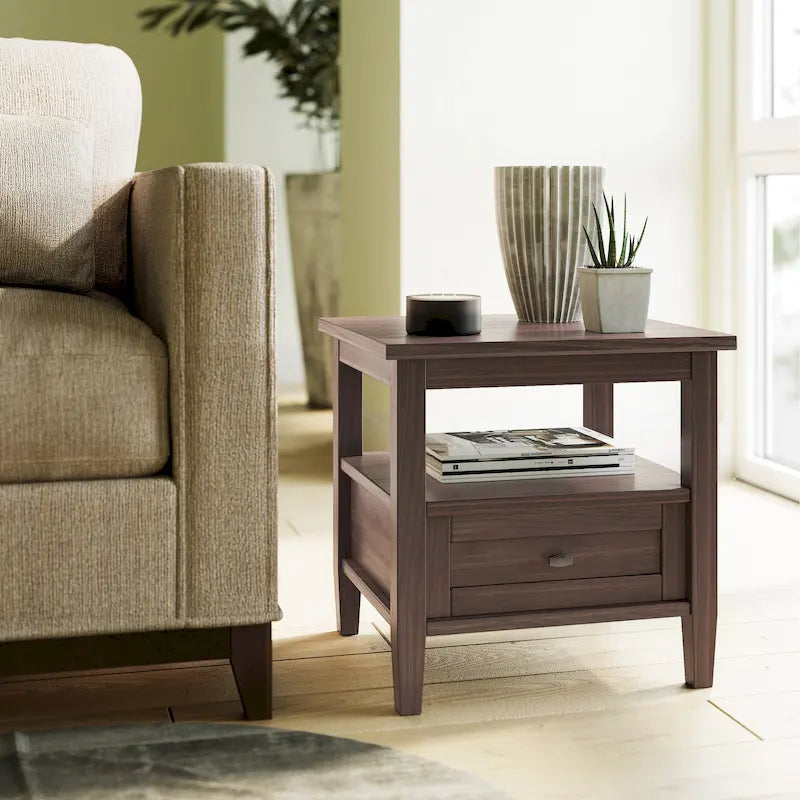 Table d'appoint rectangulaire de transition Norfolk en BOIS MASSIF de 20 po de largeur - 20 po de largeur