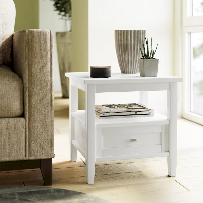 Table d'appoint rectangulaire de transition Norfolk en BOIS MASSIF de 20 po de largeur - 20 po de largeur