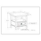 Table d'appoint rectangulaire de transition Norfolk en BOIS MASSIF de 20 po de largeur - 20 po de largeur