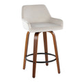 Tabouret de comptoir à hauteur fixe avec pieds en bois courbé et repose-pieds rond