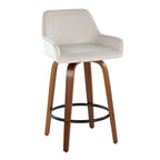 Tabouret de comptoir à hauteur fixe avec pieds en bois courbé et repose-pieds rond