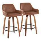 Tabouret de comptoir à hauteur fixe avec pieds en bois courbé et repose-pieds rond