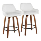 Tabouret de comptoir à hauteur fixe avec pieds en bois courbé et repose-pieds rond