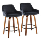Tabouret de comptoir à hauteur fixe avec pieds en bois courbé et repose-pieds rond