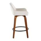 Tabouret de comptoir à hauteur fixe avec pieds en bois courbé et repose-pieds rond