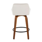 Tabouret de comptoir à hauteur fixe avec pieds en bois courbé et repose-pieds rond