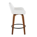 Tabouret de comptoir à hauteur fixe avec pieds en bois courbé et repose-pieds rond