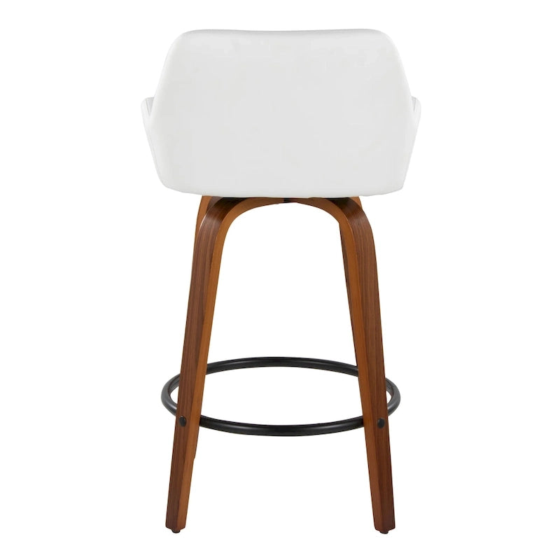 Tabouret de comptoir à hauteur fixe avec pieds en bois courbé et repose-pieds rond