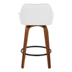 Tabouret de comptoir à hauteur fixe avec pieds en bois courbé et repose-pieds rond