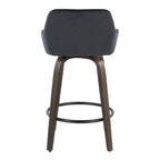 Tabouret de comptoir à hauteur fixe avec pieds en bois courbé et repose-pieds rond