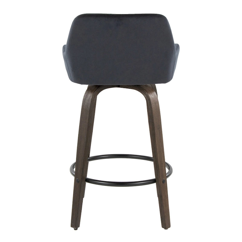 Tabouret de comptoir à hauteur fixe avec pieds en bois courbé et repose-pieds rond