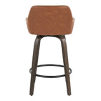 Tabouret de comptoir à hauteur fixe avec pieds en bois courbé et repose-pieds rond